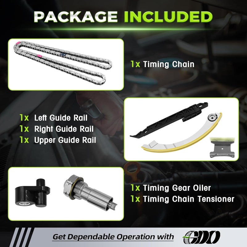 GDO Store 2.4 Ecotec Timing Chain Kit W/Tensioner 94201S Compatible with 2010-2017 Chevy Equinox Malibu, GMC Terrain, Buick Verano Regal Lacrosse, Saturn Aura/Vue,2.4L 2.0L 2.2#12680750 kit cadena de tiempo - Image 5